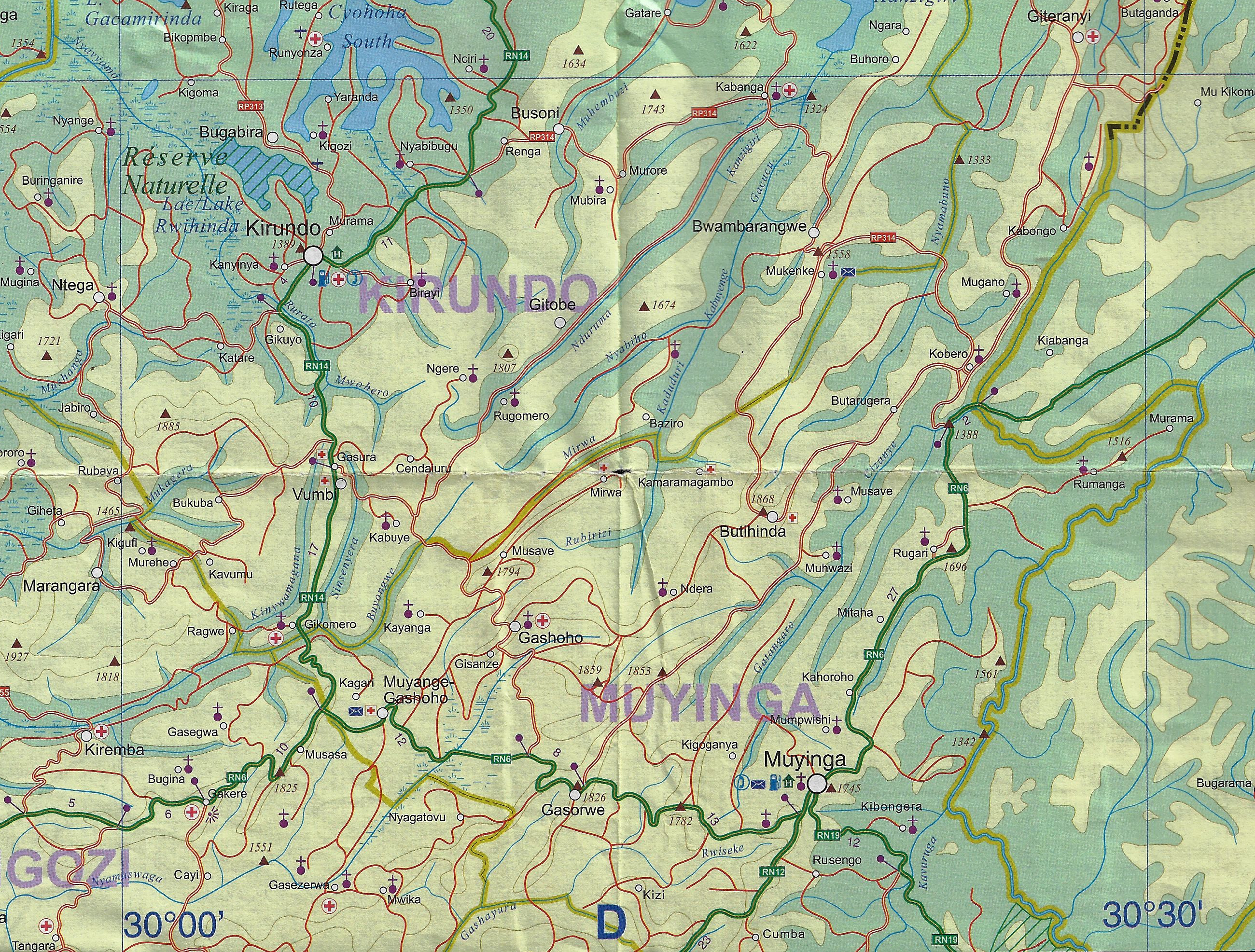 Carte du Rwanda échelle 1/300.000 D4