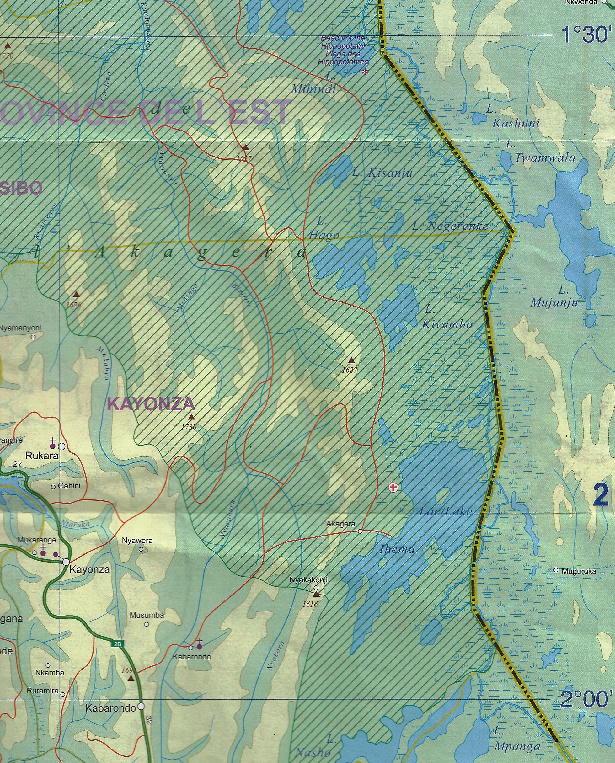 Carte du Rwanda échelle 1/300.000 E2
