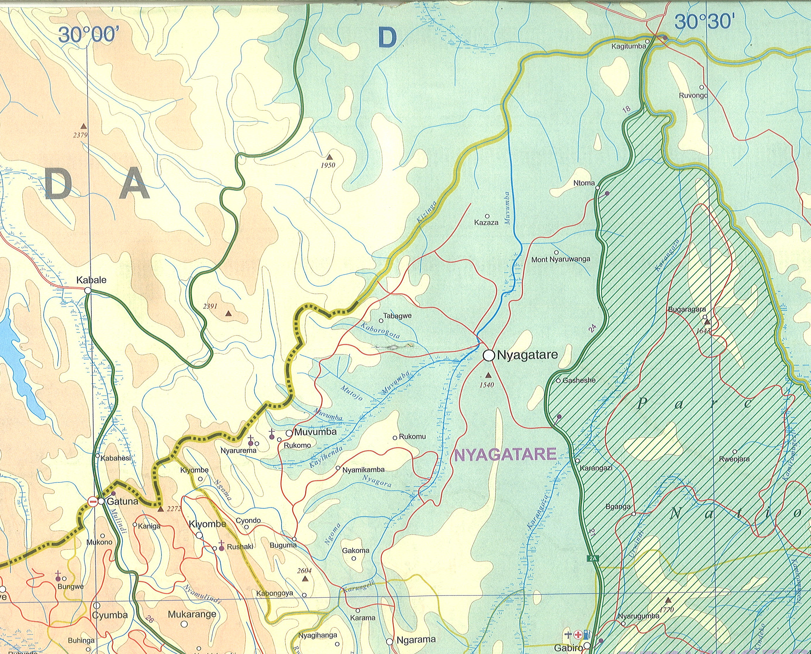 Carte du Rwanda échelle 1/300.000 D1